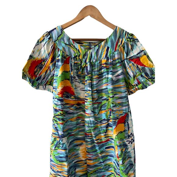 Vintage Sears tropical sailboat print MuMu Mrs. Roper Dress - Picture 2 of 7